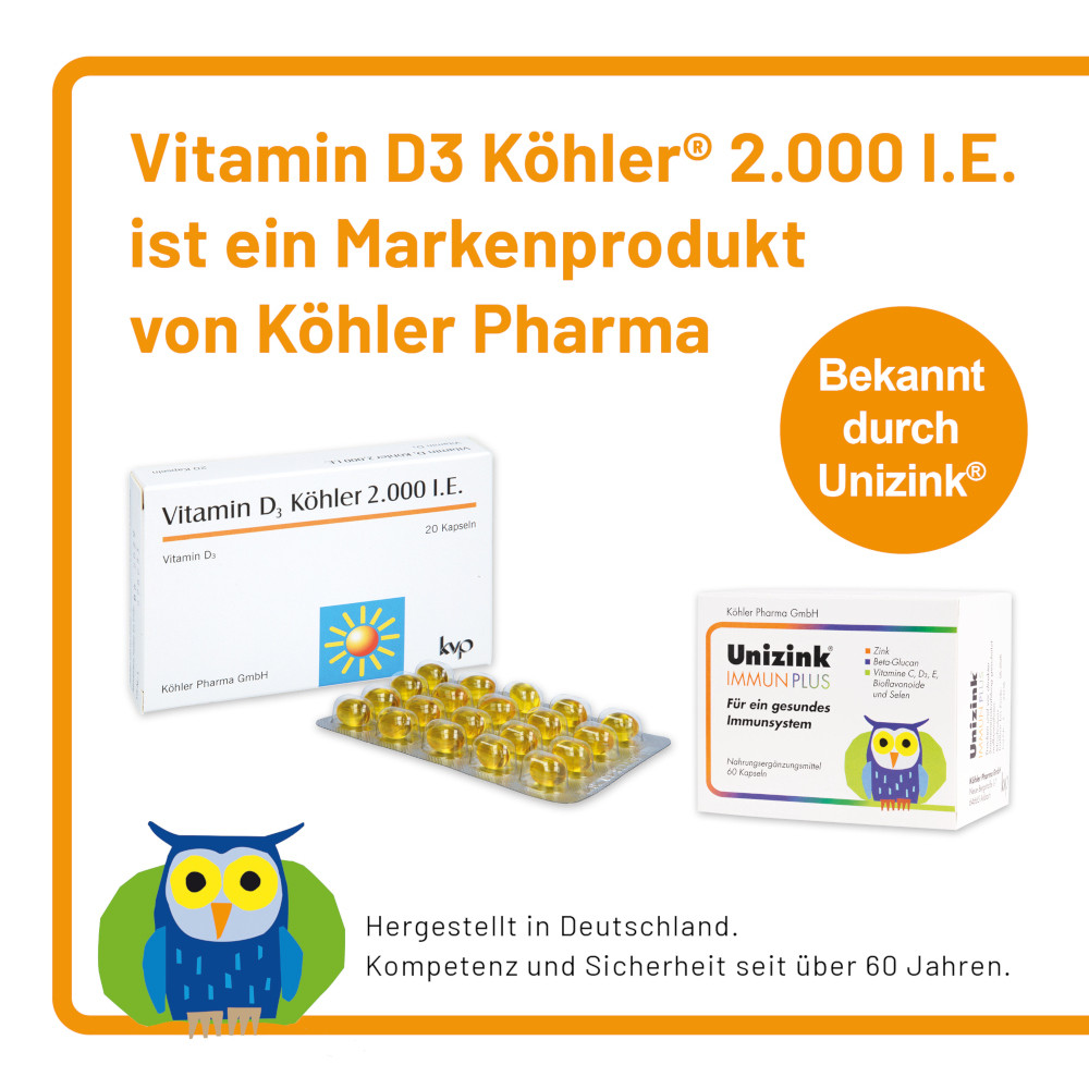 Vitamin D3 Köhler 2000 IE 20 St Kapseln