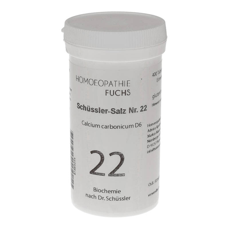 HOMOEOPATHIEFUCHS Schüssler-Salz Nummer 22 Calcium carbonium D6 Biochemie 400 St Tabletten