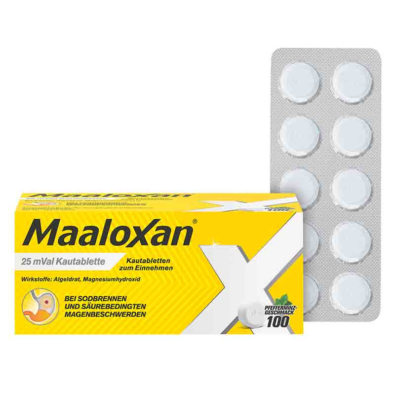 MAALOXAN Kautabletten bei Sodbrennen & Magenschmerzen 100 St Kautabletten