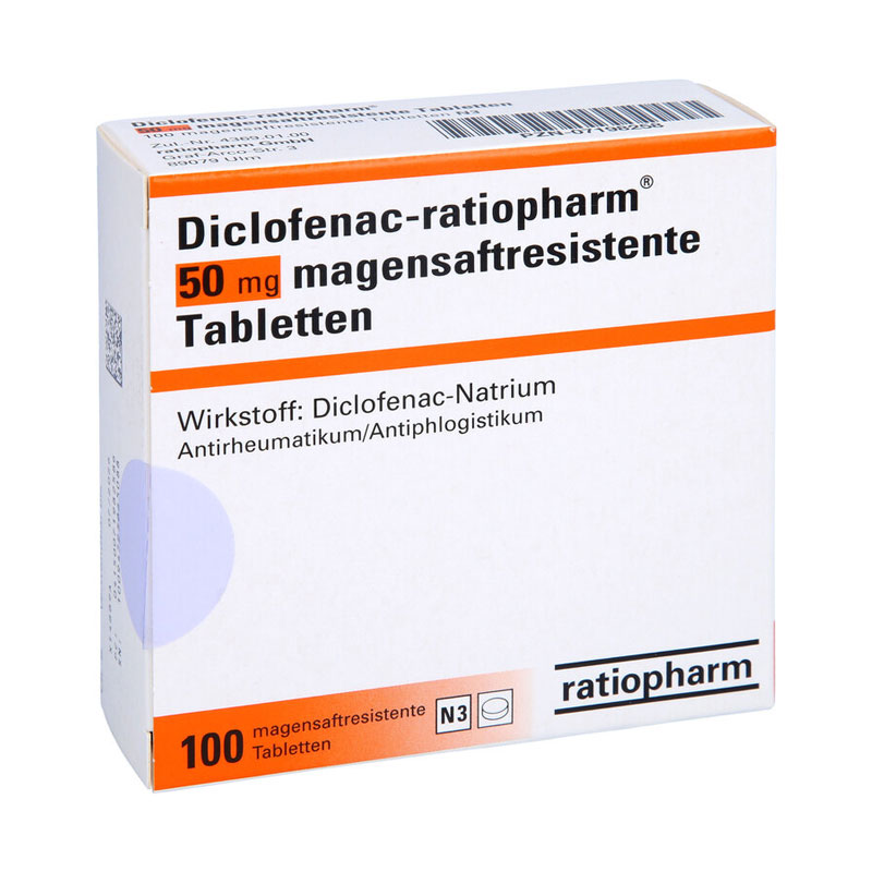 Diclofenac-ratiopharm 50mg 100 St Tabletten magensaftresistent