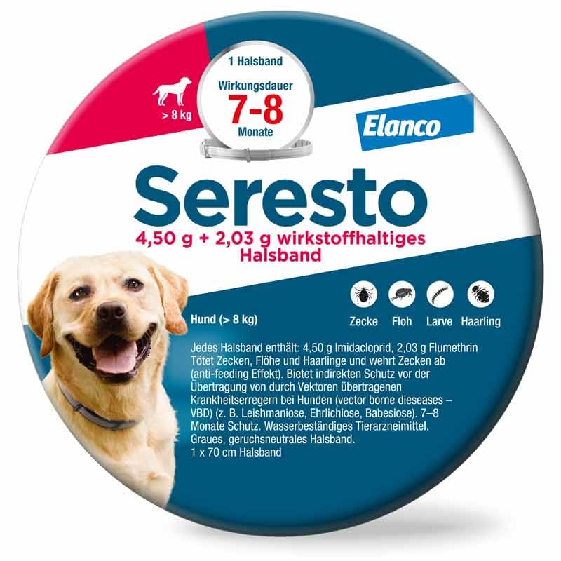 SERESTO 4.5+2.03 HUND AB 8KG 1 St Halsband