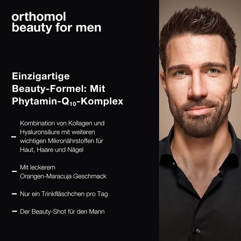 orthomol beauty for men - mit Hyaluronsäure, Kollagen und Coenzym Q10 - Trinkampullen