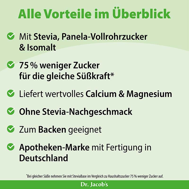 Dr. Jacob's SteviaBase Zuckerersatz Erythrit Xylit Stevia