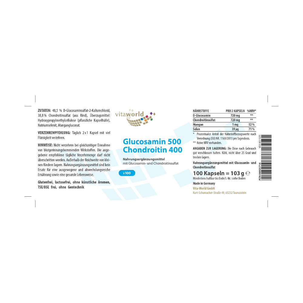 Glucosamin 500 + Chondroitin 400 100 St Kapseln