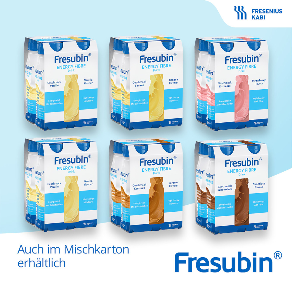 Fresubin Energy Fibre Trinknahrung Schokolade 4X200 ml Lösung