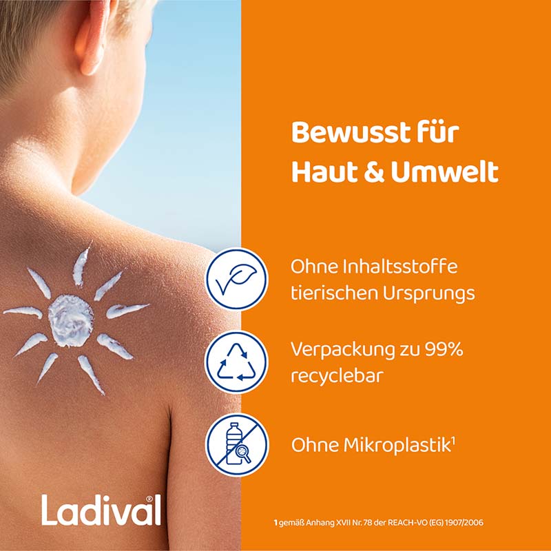 Ladival Empfindliche Kinderhaut Sonnenschutz-Milch LSF 50+: Sonnencreme für Kinder und Babys ab 6 Monaten, extra wasserfest, mit 4-fach Zellschutz, 200ml