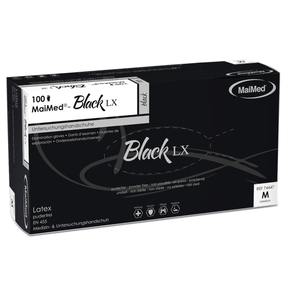 MaiMed Black LX Latex Untersuchungshandschuhe M ungepudert 100 St Handschuhe