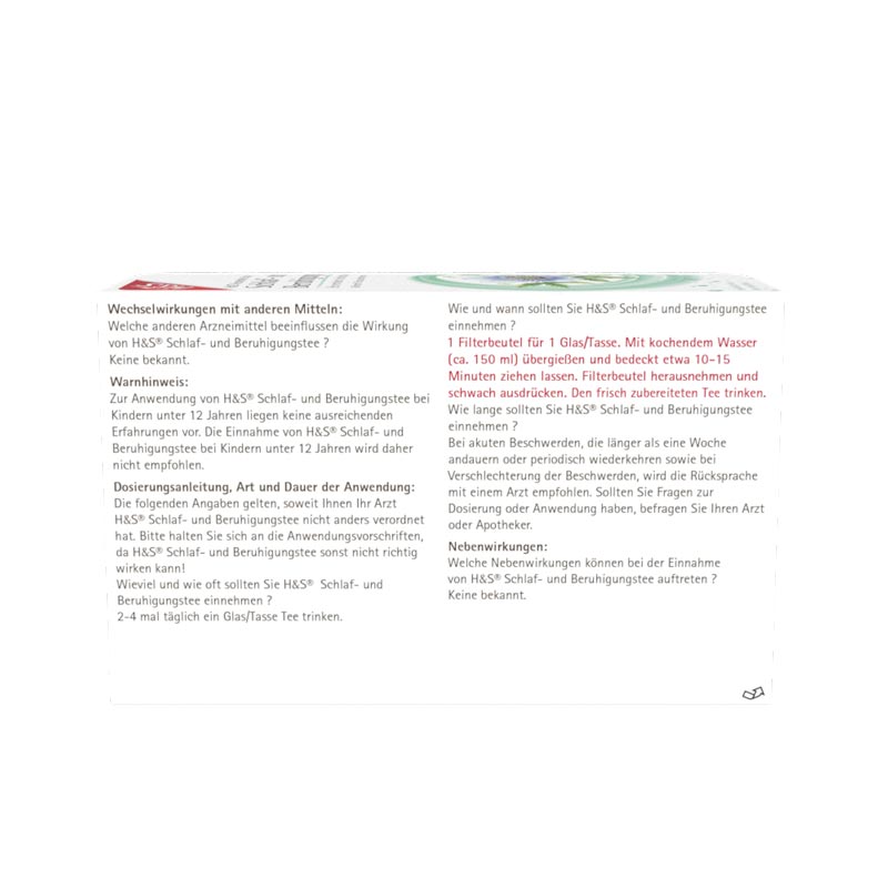 H&S Arzneitee Schlaf- und Beruhigungstee 20X2.0 g Filterbeutel