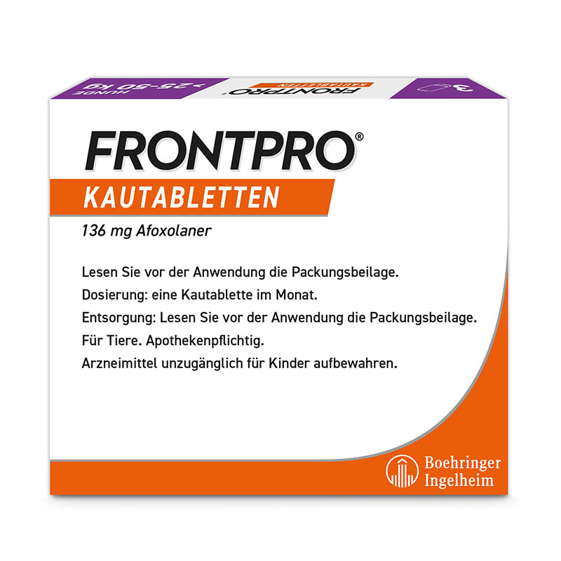 FRONTPRO Kautabletten Hunde >25 - 50 kg Doppelpack 2X3 St Kautabletten