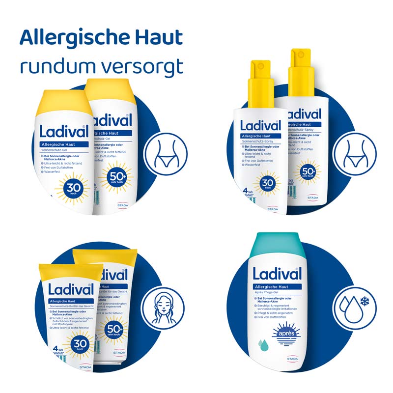 Ladival Allergische Haut Après Pflege-Gel, After Sun Repair bei Sonnenallergie oder Mallorca-Akne, kühlt und pflegt nach der Sonne, spendet intensiv Feuchtigkeit, für Erwachsene & Kinder ab 6 Monaten geeignet, 200ml