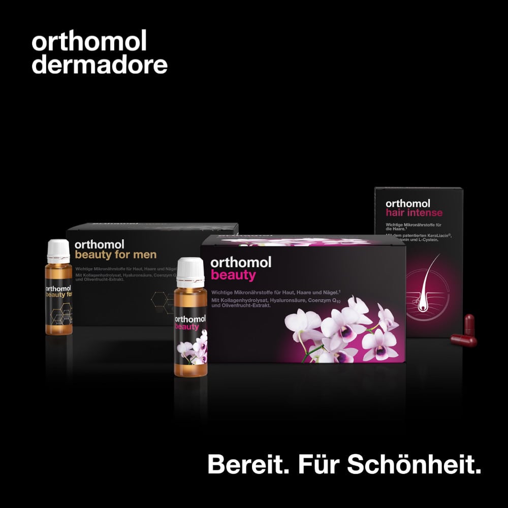 orthomol beauty für Frauen - mit Hyaluronsäure, Kollagen und Coenzym Q10 - Beauty-Box mit Trinkampullen