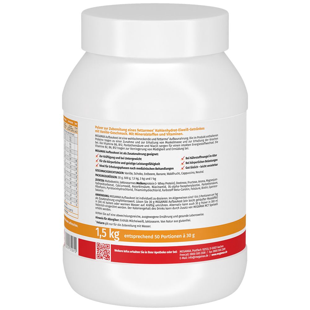 MEGAMAX Aufbaukost Vanille Pulver 1.5 kg Pulver