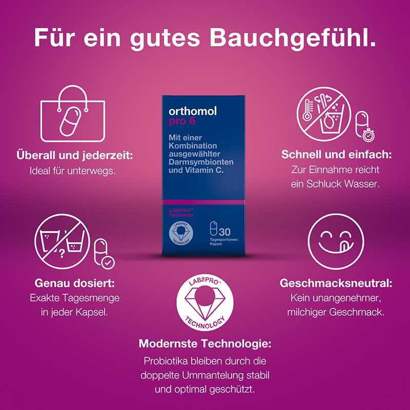 orthomol pro 6 - mit einer Kombination ausgewählter Darmsymbionten und Vitamin C - Kapseln