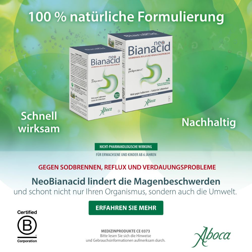 neoBianacid bei Sodbrennen, Reflux und Verdauungsproblemen 45 St Lutschtabletten