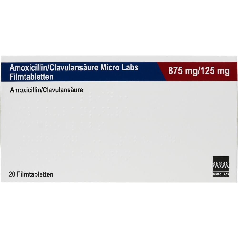 Amoxicillin/Clavulansäure Micro Labs 875mg / 125mg 20 St Filmtabletten