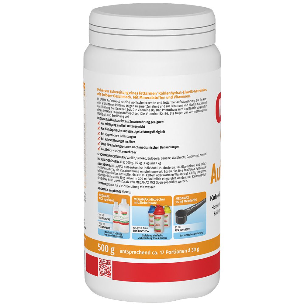 MEGAMAX Aufbaukost Erdbeere Pulver 500 g Pulver