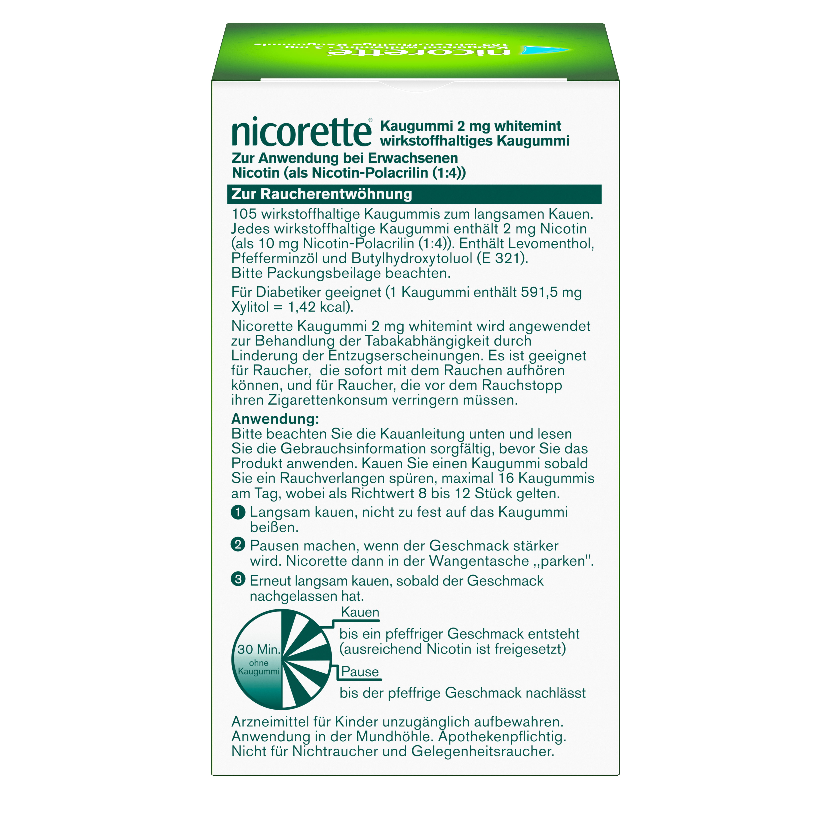 nicorette Kaugummi 2mg whitemint 105 St Kaugummi