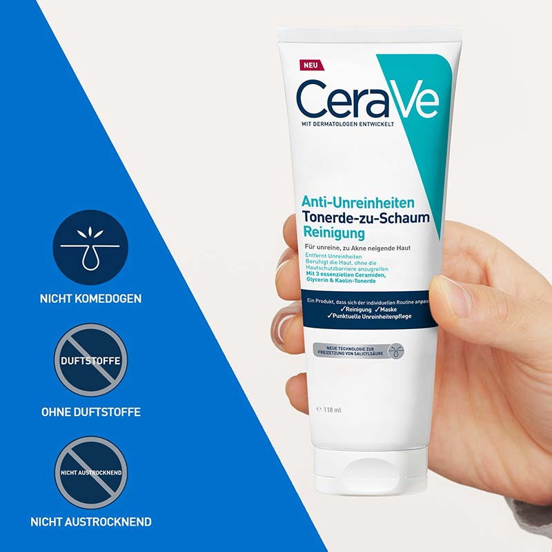 CeraVe Anti-Unreinheiten Tonerde-zu-Schaum Reinigung 118 ml Paste