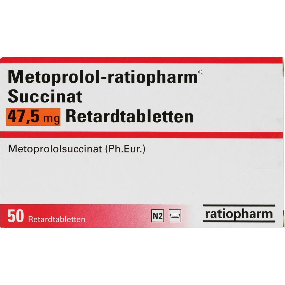 Metoprolol-ratiopharm Succinat 47,5mg 50 St Retard-Tabletten