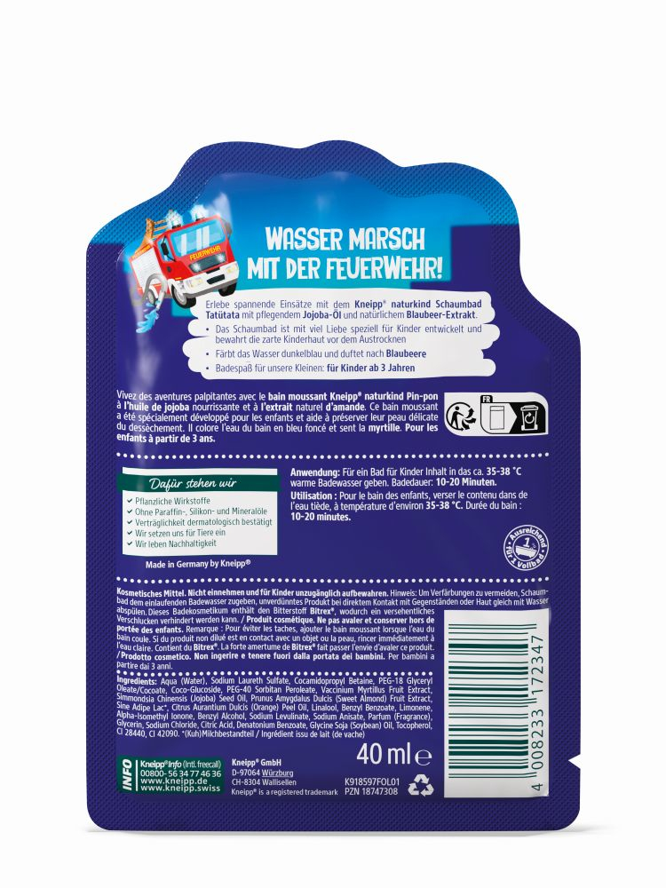 Kneipp naturkind Schaumbad Tatütata 40 ml Bad