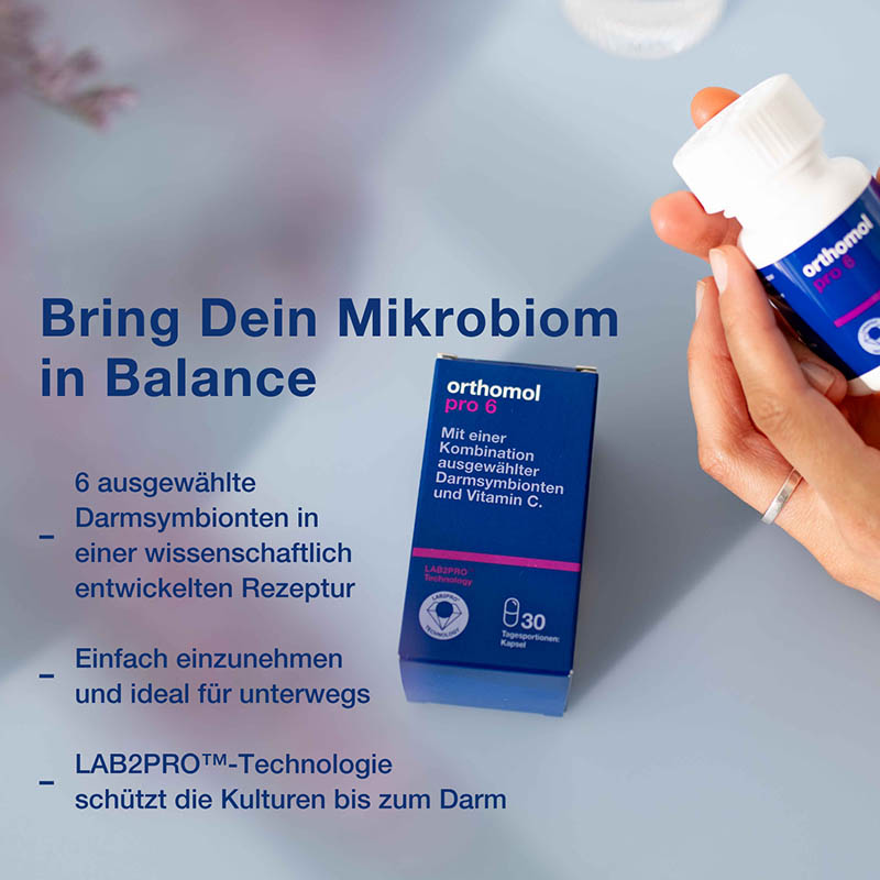 orthomol pro 6 - mit einer Kombination ausgewählter Darmsymbionten und Vitamin C - Kapseln