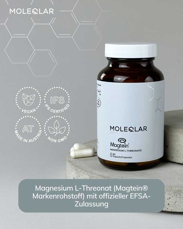 MOLEQLAR LONGEVITY Magtein MAGNESIUM L-THREONATE 90 St Kapseln