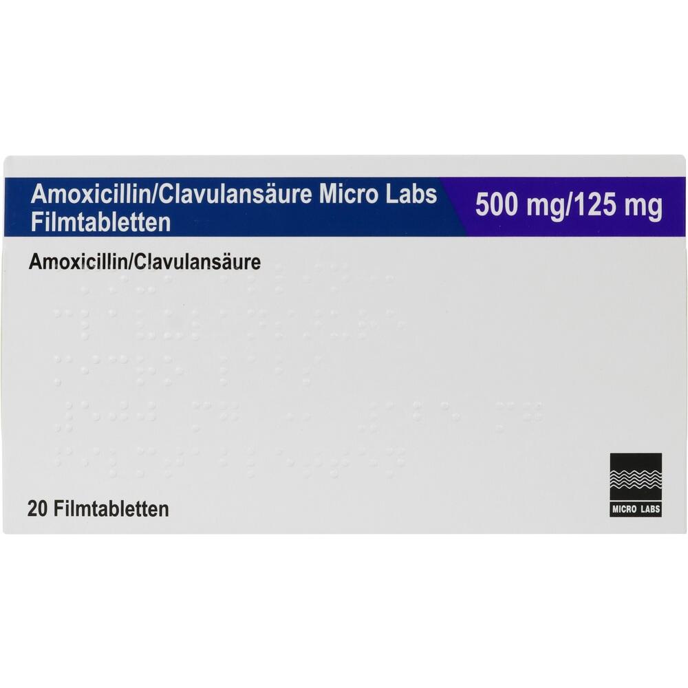 Amoxicillin/Clavulansäure Micro Labs 500mg / 125mg 20 St Filmtabletten