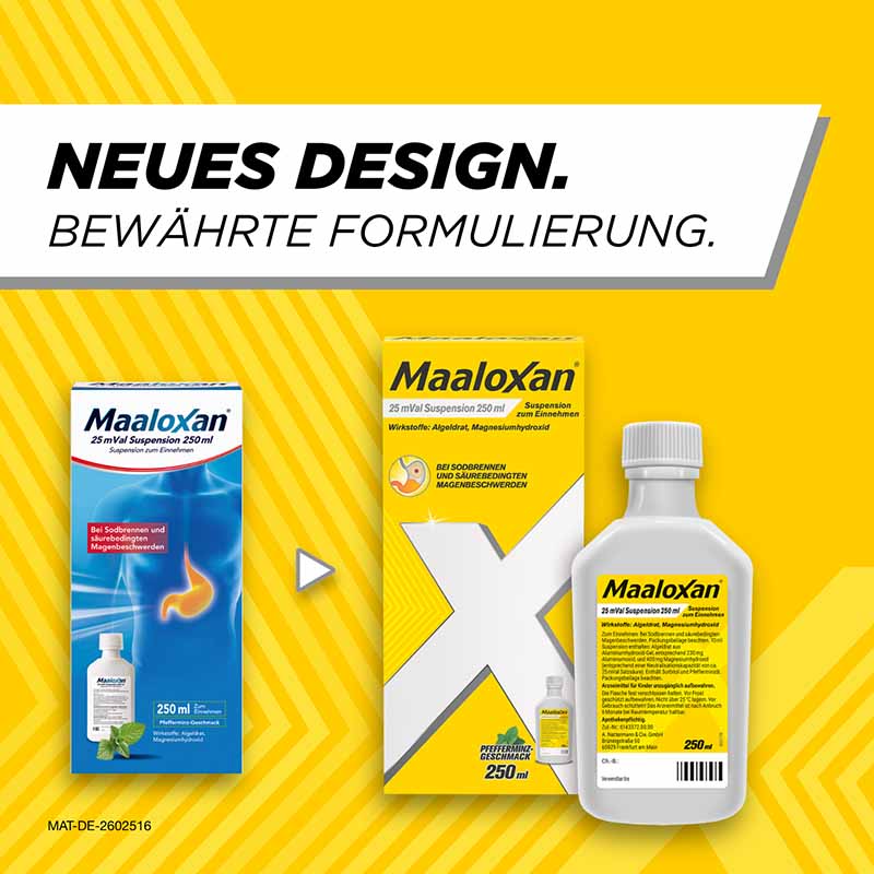 MAALOXAN Suspension bei Sodbrennen & Magenschmerzen 250 ml Suspension