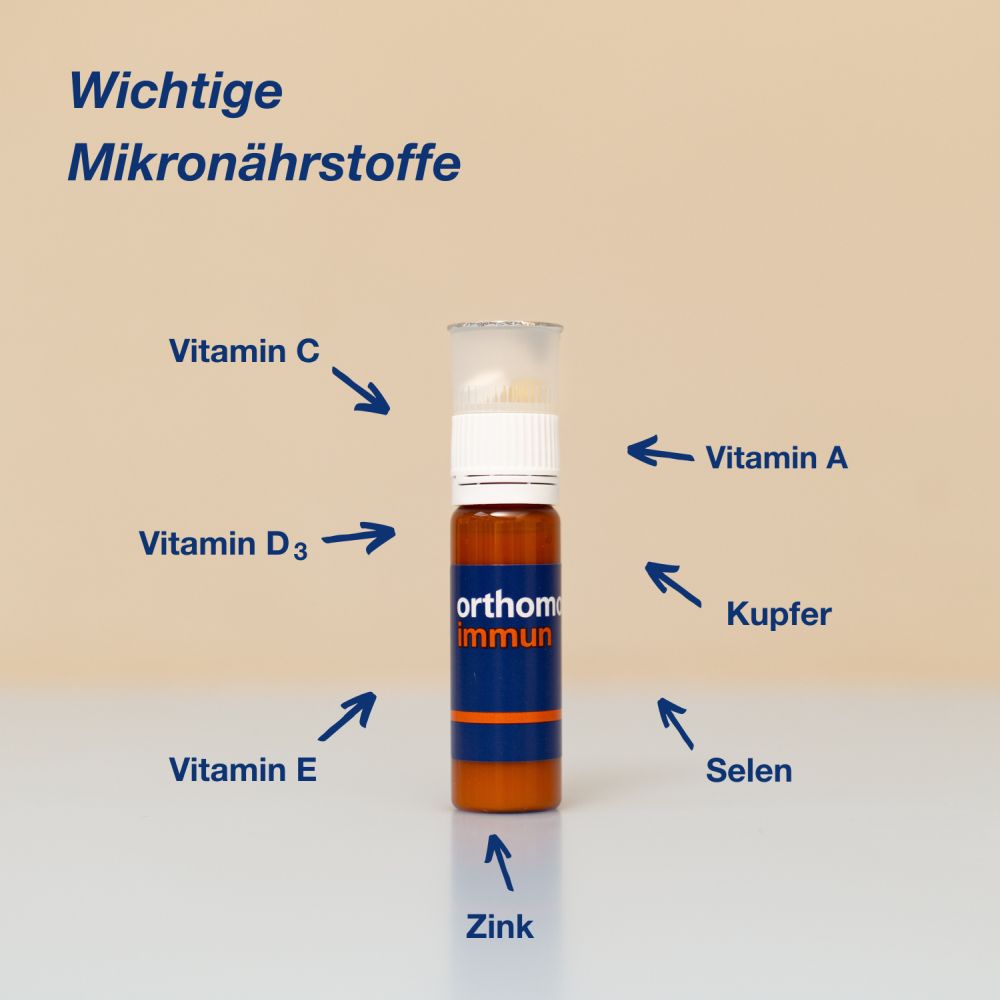 orthomol immun - Mikronährstoffe mit Vitamin C, Vitamin D und Zink - Trinkampullen/Tabletten