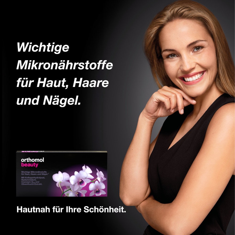 orthomol beauty für Frauen - mit Hyaluronsäure, Kollagen und Coenzym Q10 - Trinkampullen