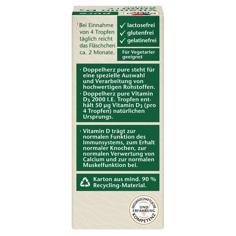 Dopppelherz pure Vitamin D3 2000 I.E. 9.2 ml Tropfen