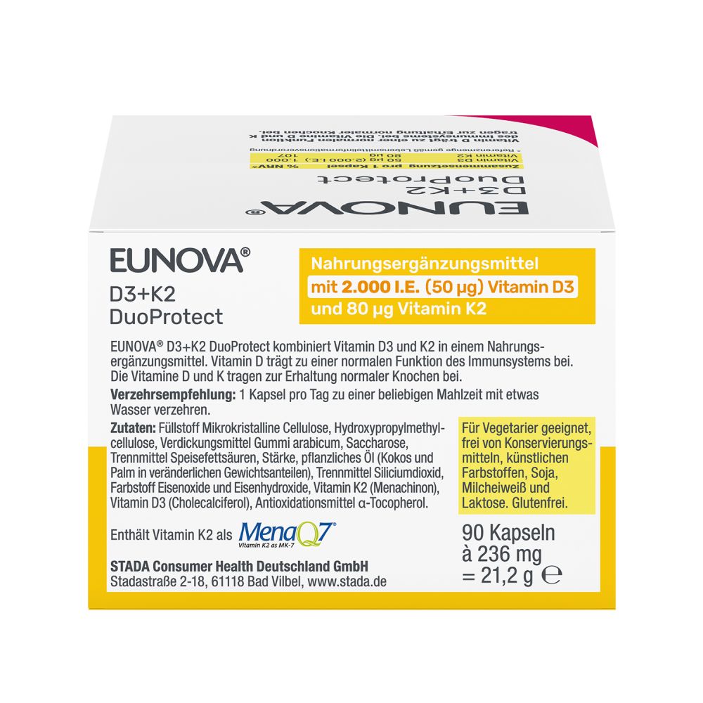 EUNOVA DuoProtect D3+K2 2000 I.E. 2X90 St Kapseln