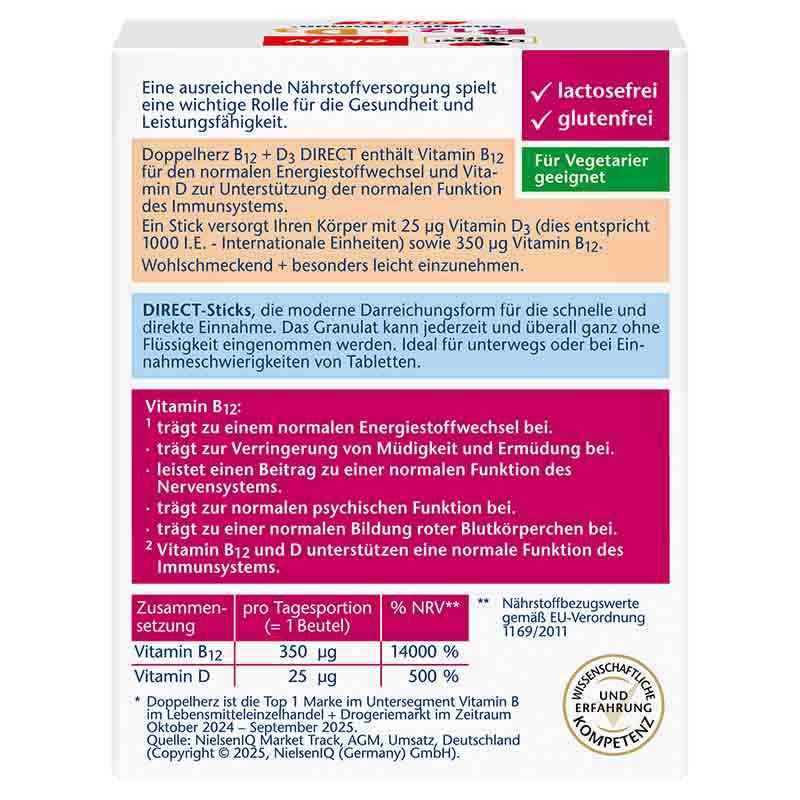 Doppelherz aktiv B12 + D3 DIRECT 20 St Pellets