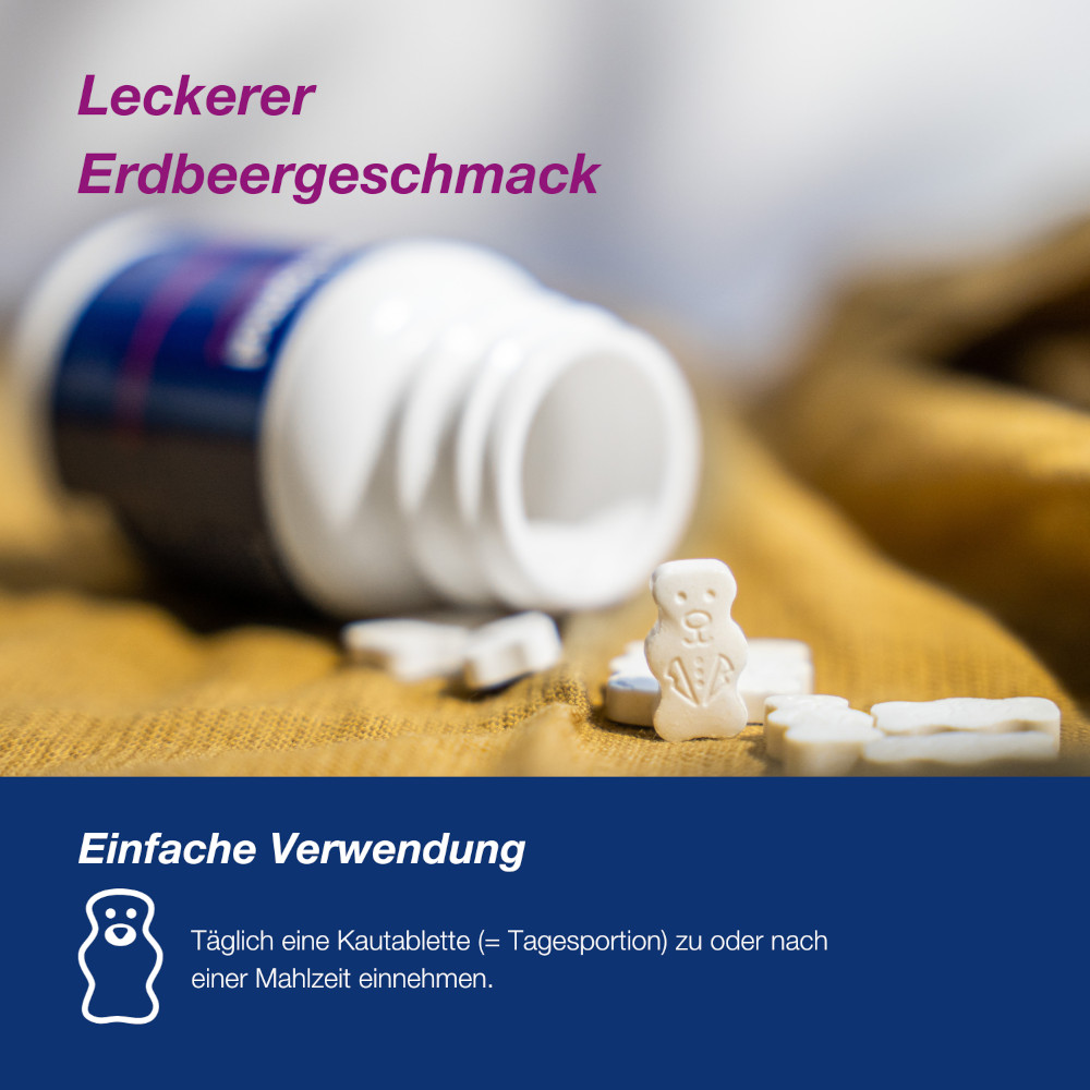 orthomol pro junior - enthält eine Kombination ausgewählter Darmsymbionten und Vitamin C - Kautabletten