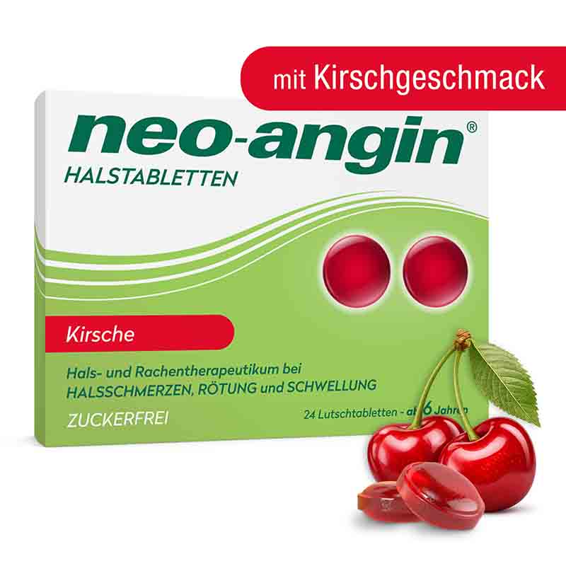 neo-angin HALSTABLETTEN Kirsche ZUCKERFREI 24 St Lutschtabletten