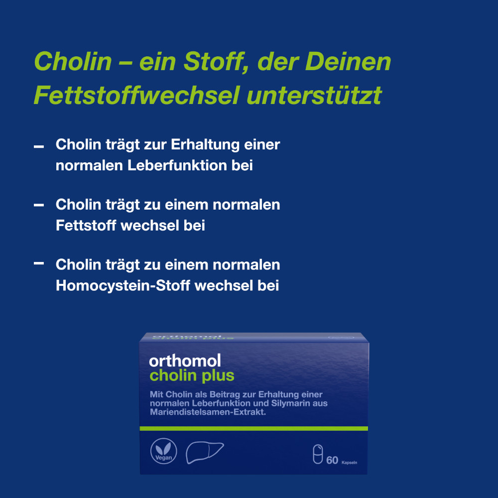 orthomol cholin plus - mit Silymarin aus Mariendistel-Extrakt - 60 Kapseln