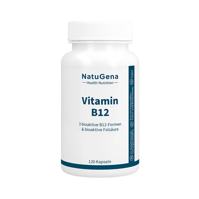 NatuGena Vitamin B12 3 bioaktive B12-Formen & bioaktive Folsäure 120 Kapseln 120 St Kapseln