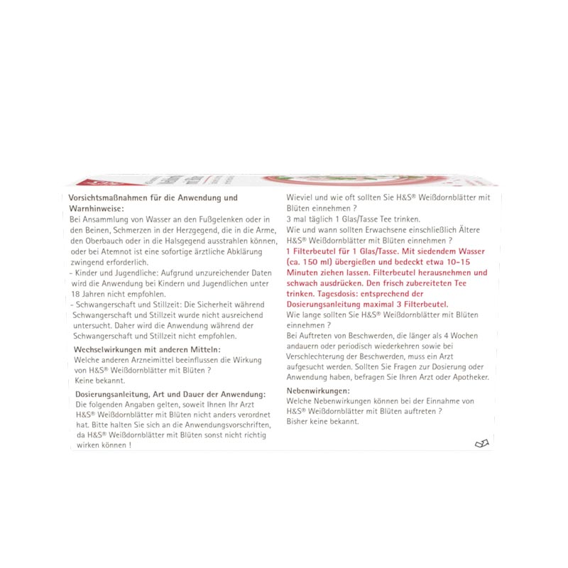H&S Arzneitee Weißdornblätter mit Blüten 20X1.6 g Filterbeutel