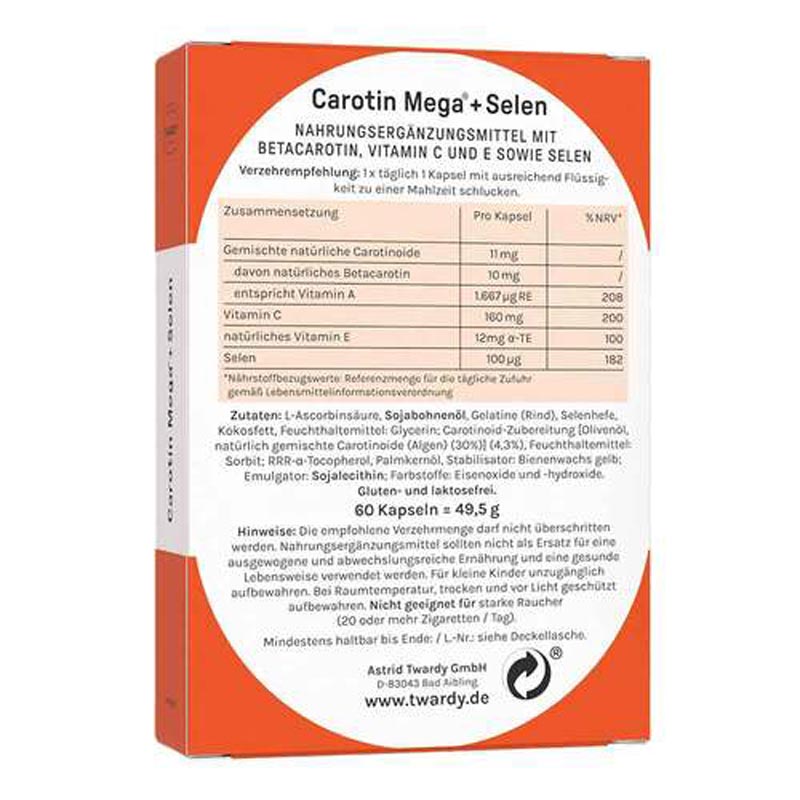 Twardy Carotin Mega + Selen-Kapseln 60 St Kapseln