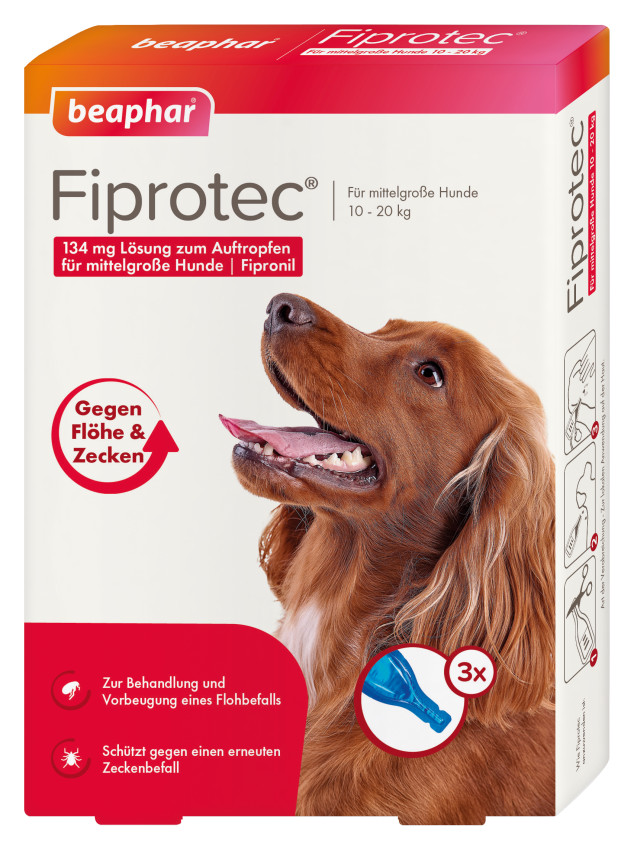FIPROTEC 134 mg Lösung zum Auftropfen für mittelgroße Hunde 3X1.34 ml Tropfen