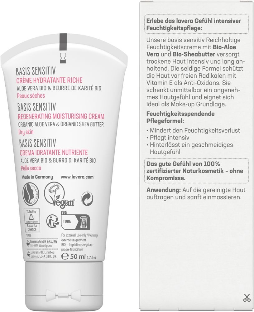 Lavera Basis Sensitiv Reichhaltige Feuchtigkeitscreme 50 ml Tagescreme