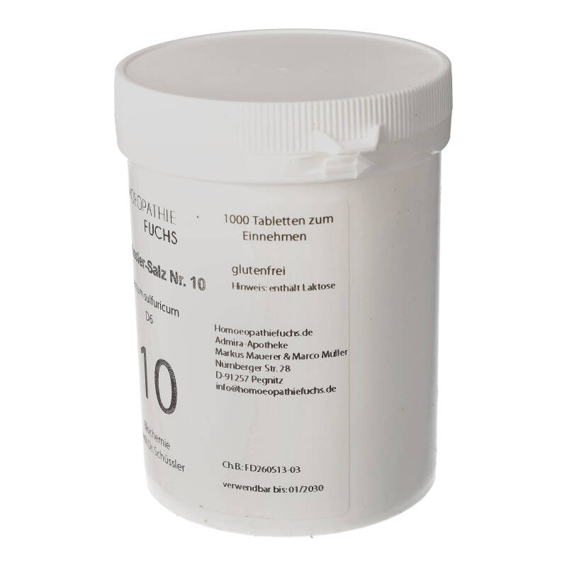 HOMOEOPATHIEFUCHS Schüssler-Salz Nummer 10 Natrium sulfuricum D6 Biochemie 1000 St Tabletten