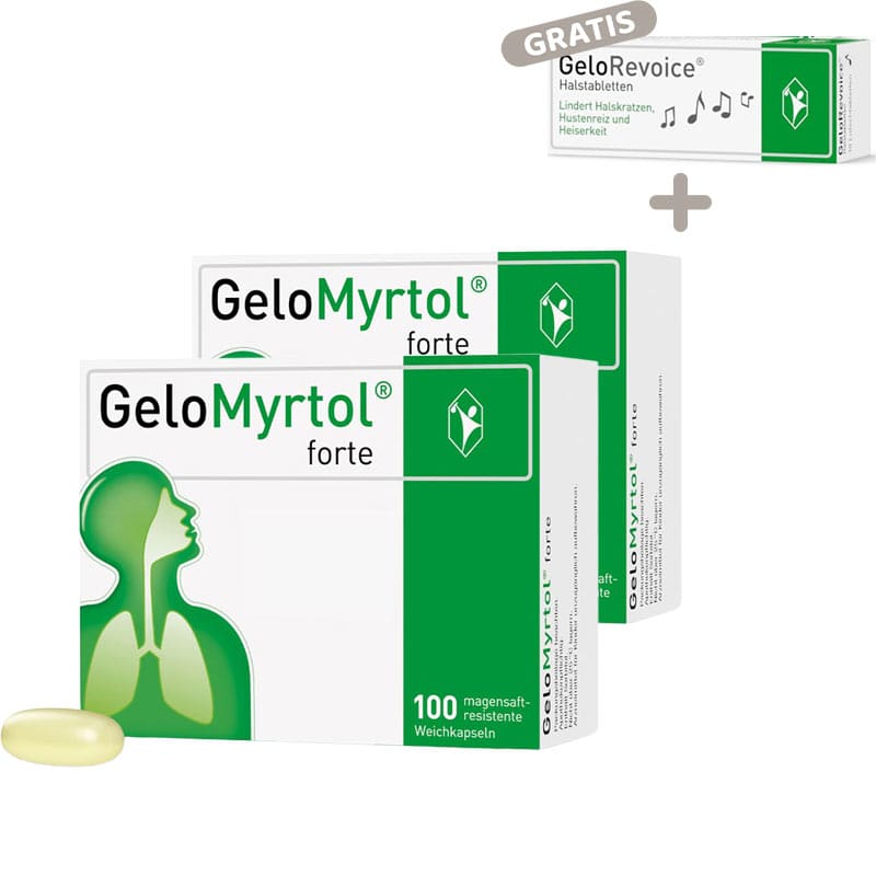 GeloMyrtol forte der pflanzliche Schleimlöser Doppelpack (2x100 St.) 2X100 St Magensaftresistente Weichkapseln