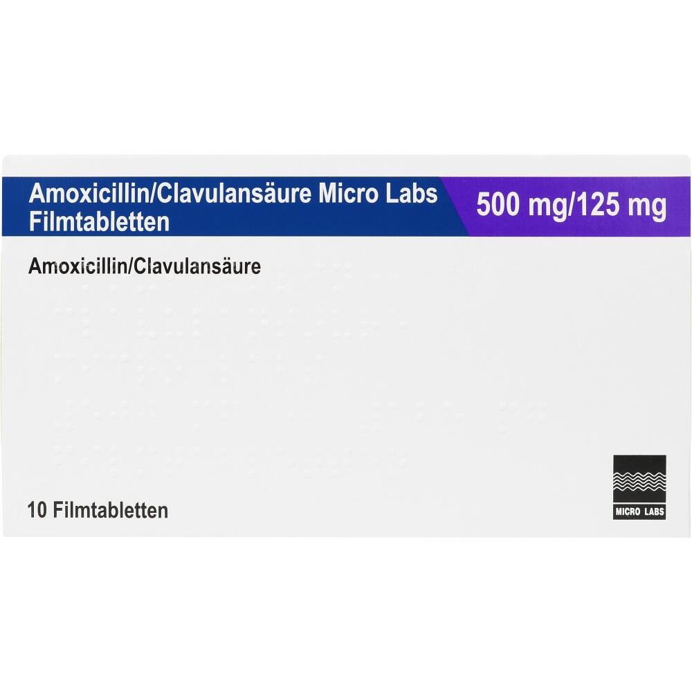 Amoxicillin/Clavulansäure Micro Labs 500mg / 125mg 10 St Filmtabletten