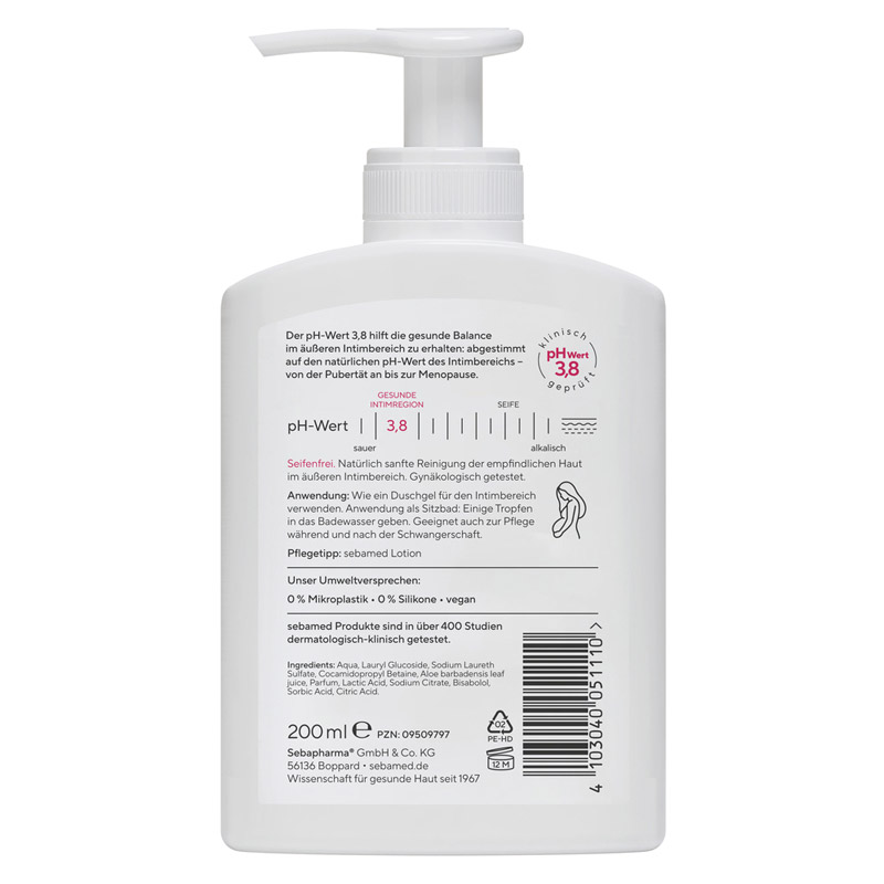 sebamed INTIM-WASCHGEL pH 3,8 für die junge Frau 200 ml Flüssigseife