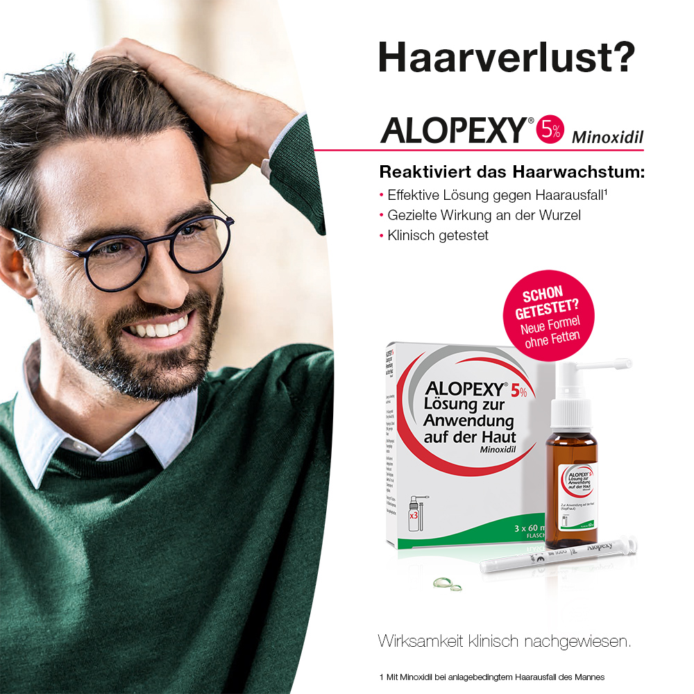 ALOPEXY 5% Lösung zur Anwendung auf der Haut 3X60 ml Lösung