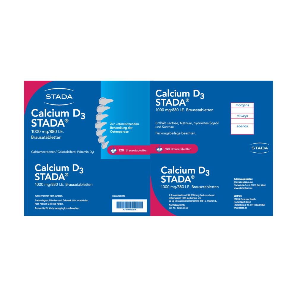 Calcium D3 STADA 1000mg/880 I.E.  120 St Brausetabletten