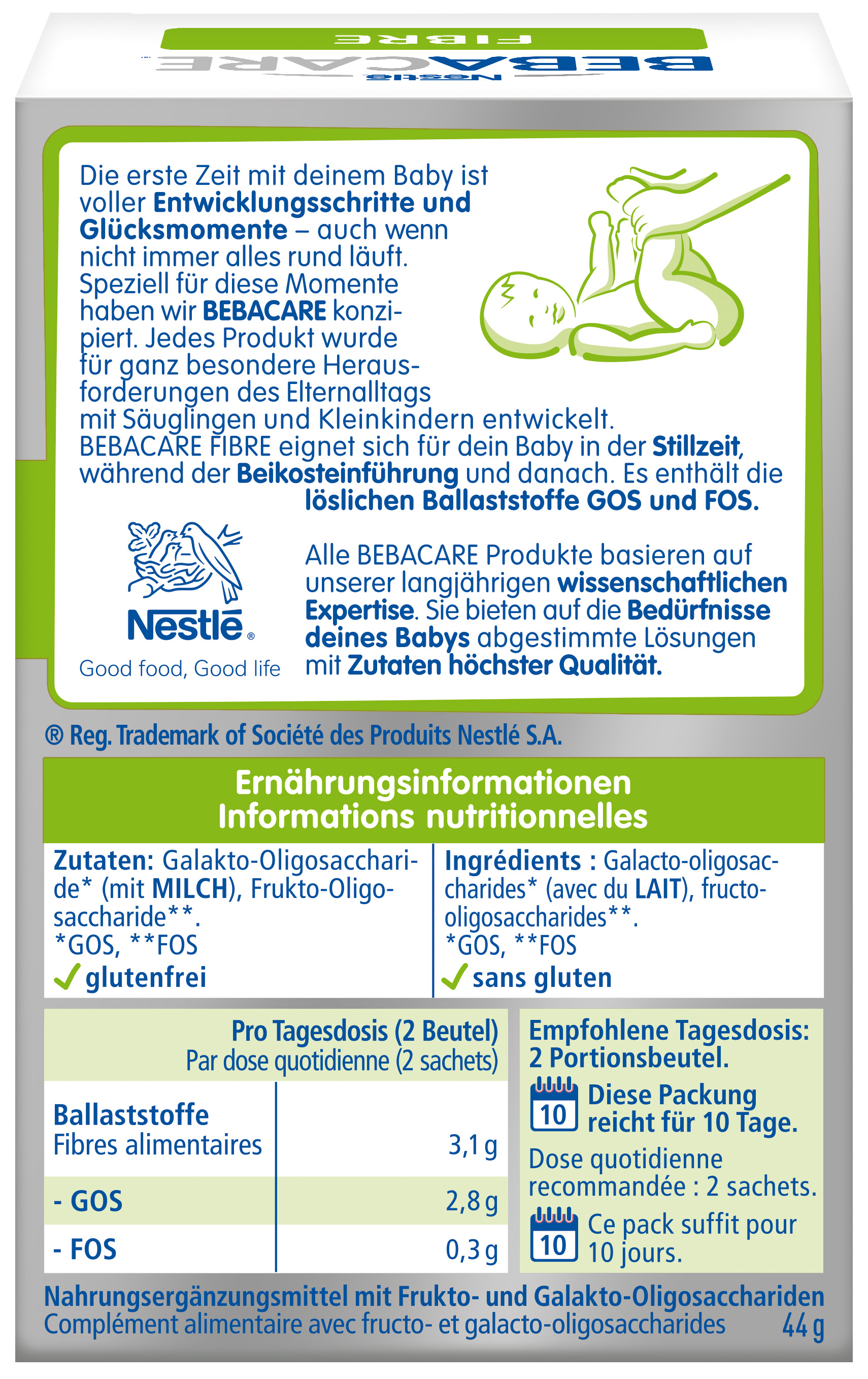 Nestle BEBACARE FIBRE Ballaststoffe GOS und FOS 20X2.2 g Pulver