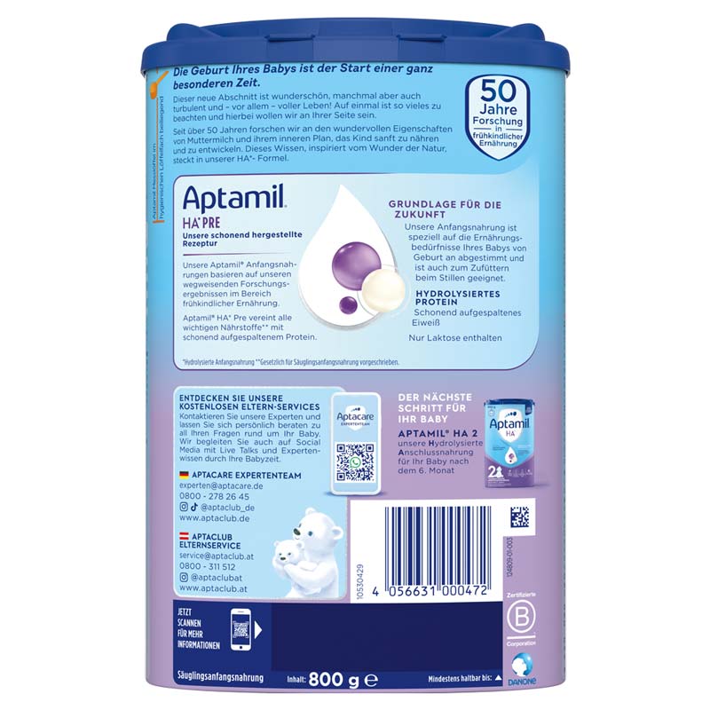 Aptamil HA PRE ANFANGSNAHRUNG 800 g Pulver