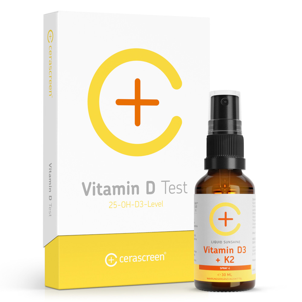 cerascreen Vitamin D Vorsorgeset + Vitamin D3 K2 Spray 1 St Test